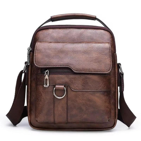 Men's Brown Leather Crossbody Shoulder Bag