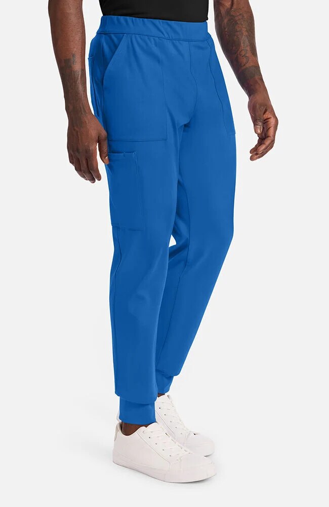 Men's Scrub Set: 3-Pocket Banded V-Neck Scrub Top & 5-Pocket Pull-On Jogger Scrub Pant