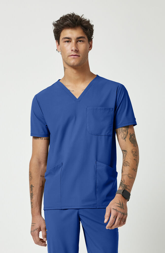 Men's Scrub Set: 3-Pocket V-Neck Scrub Top & 5-Pocket Interior Drawstring Jogger Scrub Pant