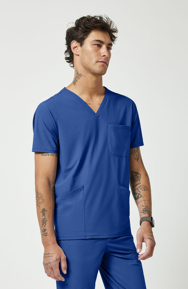 Men's Scrub Set: 3-Pocket V-Neck Scrub Top & 5-Pocket Interior Drawstring Jogger Scrub Pant