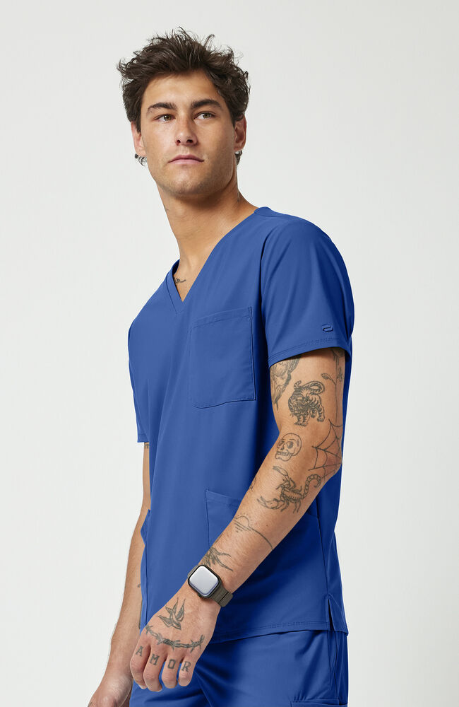 Men's Scrub Set: 3-Pocket V-Neck Scrub Top & 5-Pocket Interior Drawstring Jogger Scrub Pant