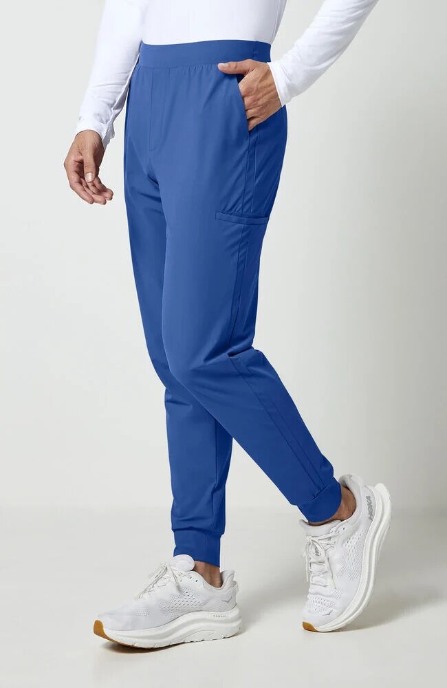 Men's Scrub Set: 3-Pocket V-Neck Scrub Top & 5-Pocket Interior Drawstring Jogger Scrub Pant