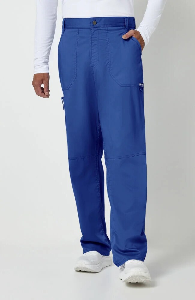 Men's Scrub Set: Chest Pocket V-Neck Scrub Top & Zip Fly Cargo Scrub Pant