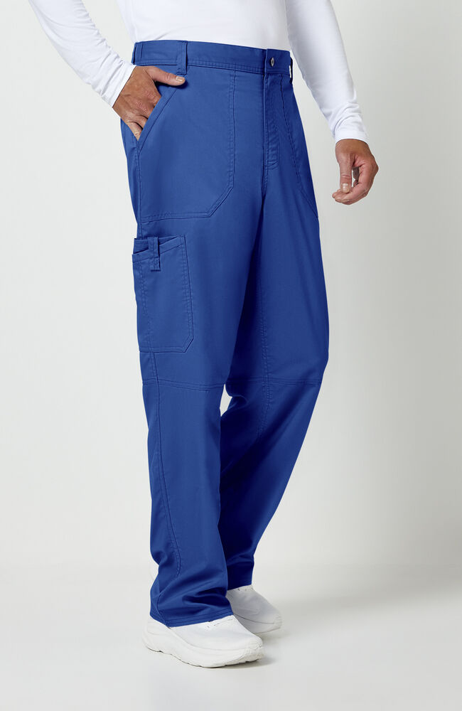 Men's Scrub Set: Chest Pocket V-Neck Scrub Top & Zip Fly Cargo Scrub Pant