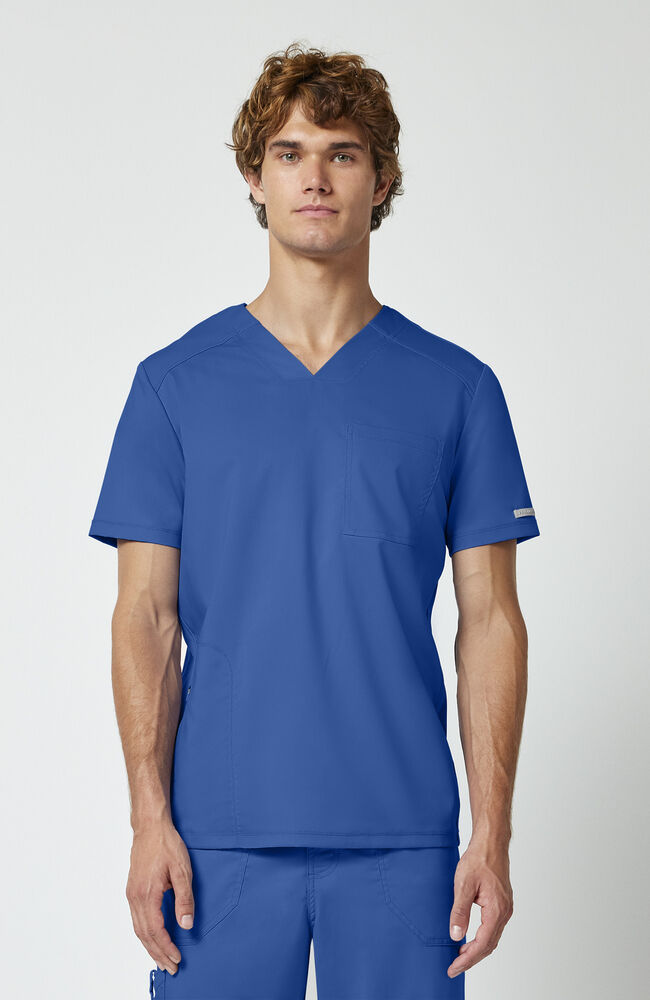 Men's Scrub Set: Mesh Panel 2-Pocket V-Neck Scrub Top & 12-Pocket Scrub Pant
