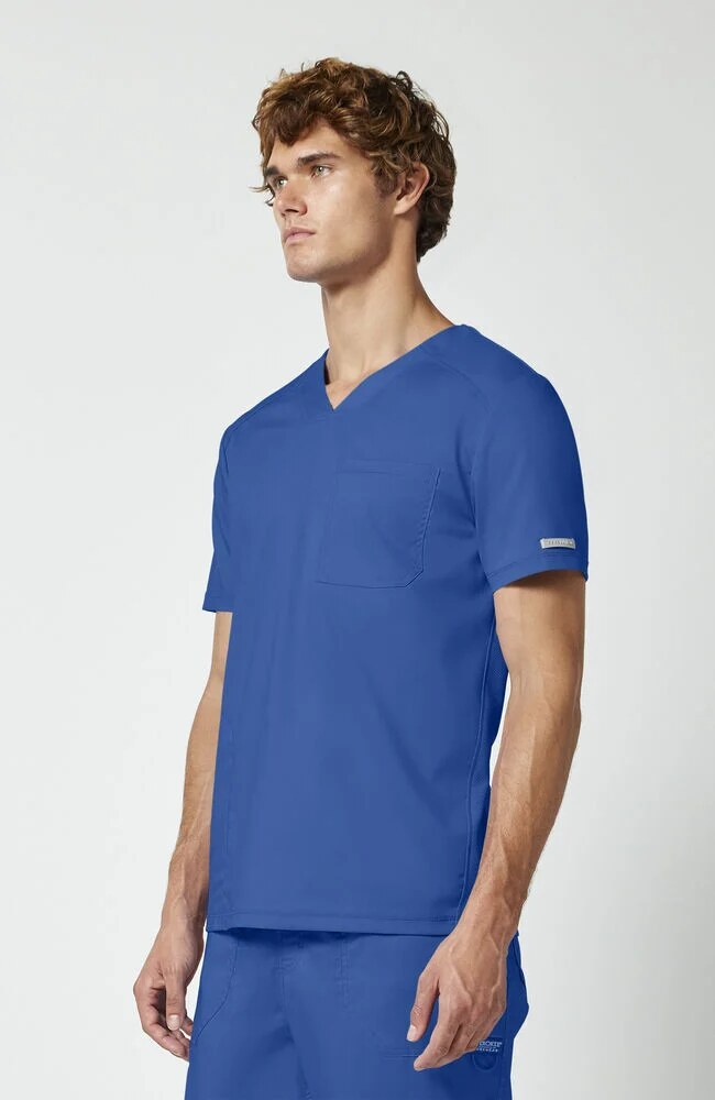 Men's Scrub Set: Mesh Panel 2-Pocket V-Neck Scrub Top & 12-Pocket Scrub Pant