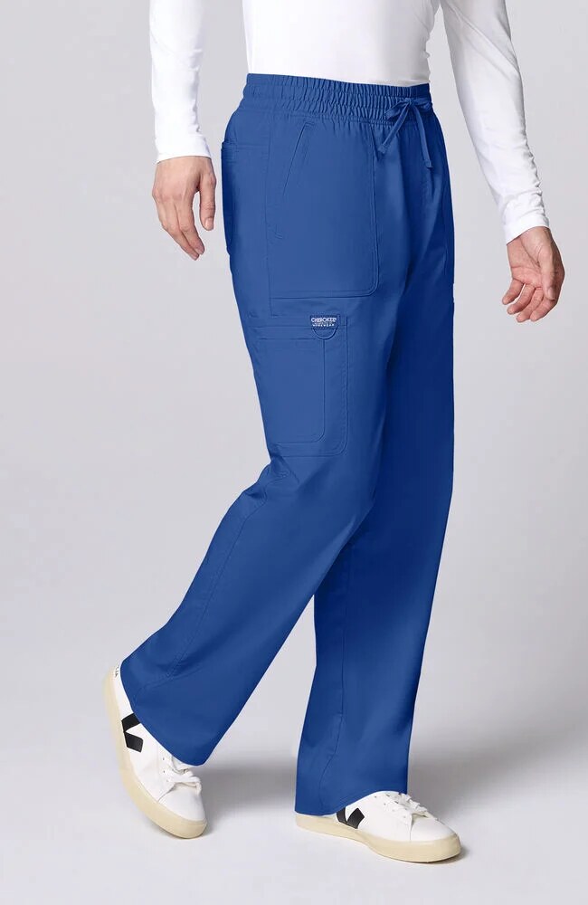 Men's Scrub Set: Mesh Panel 2-Pocket V-Neck Scrub Top & 12-Pocket Scrub Pant