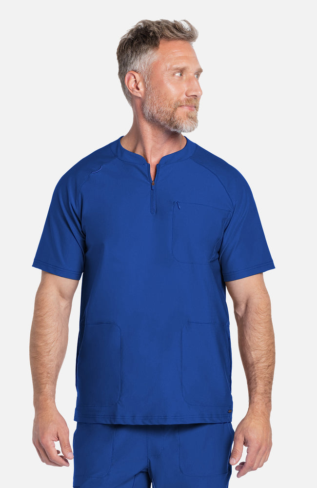 Men's Scrub Set: Quarter Zip Henley Scrub Top & Mid Rise Jogger Scrub Pant