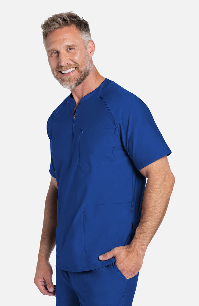 Men's Scrub Set: Quarter Zip Henley Scrub Top & Mid Rise Jogger Scrub Pant