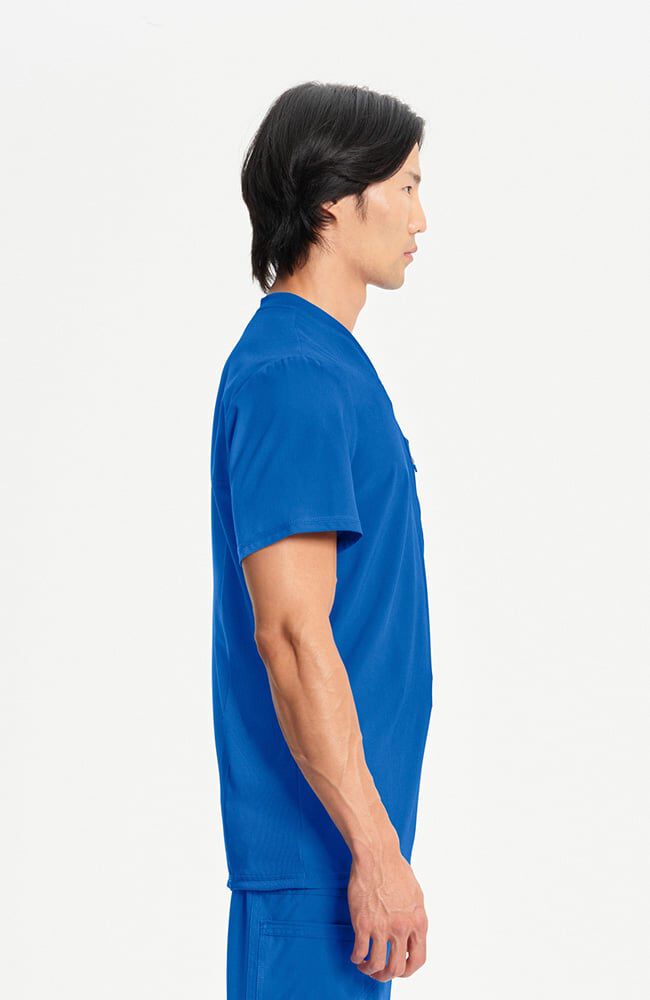 Men's Scrub Set: V-Neck Knit Panel Solid Scrub Top & Drawstring Jogger Scrub Pant