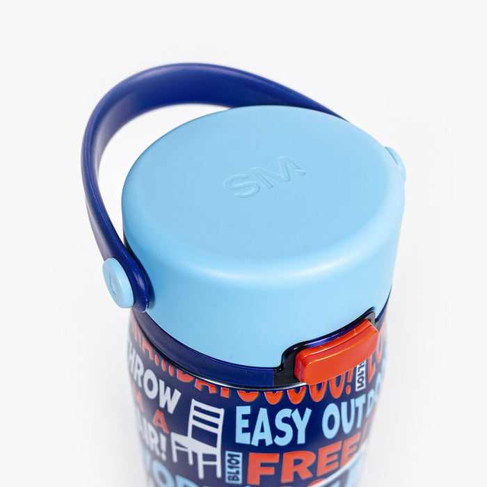 Adult model wearing multi-color Mesa Sport Water Bottle Trash Talk bottle