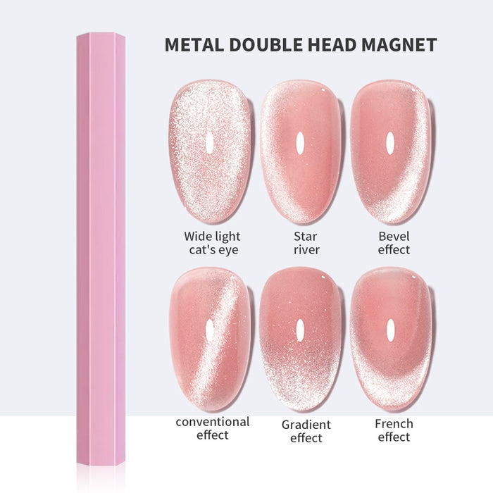 6 cat eye effects with metal double-head magnet - wide light, star river, bevel, conventional, gradient, French