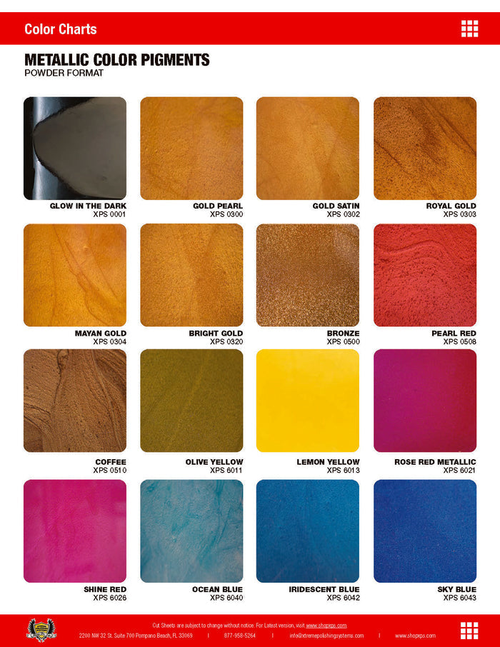 Metallic Color Pigments | Xtreme Polishing Systems; metallic epoxy flooring, epoxy pigment powder, and marble epoxy floor