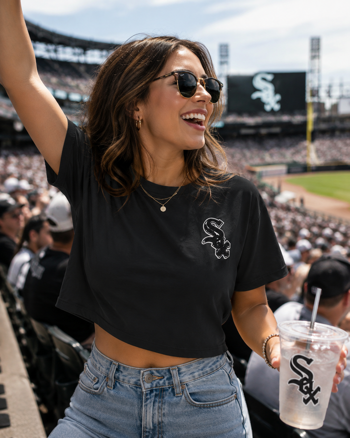 MLB CHICAGO WHITE SOX BLACK CLASSIC WOMEN'S BOXY TOP