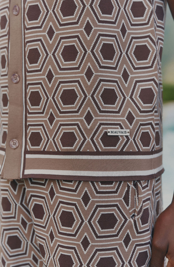 Monica Slim Knit Shirt in Beige