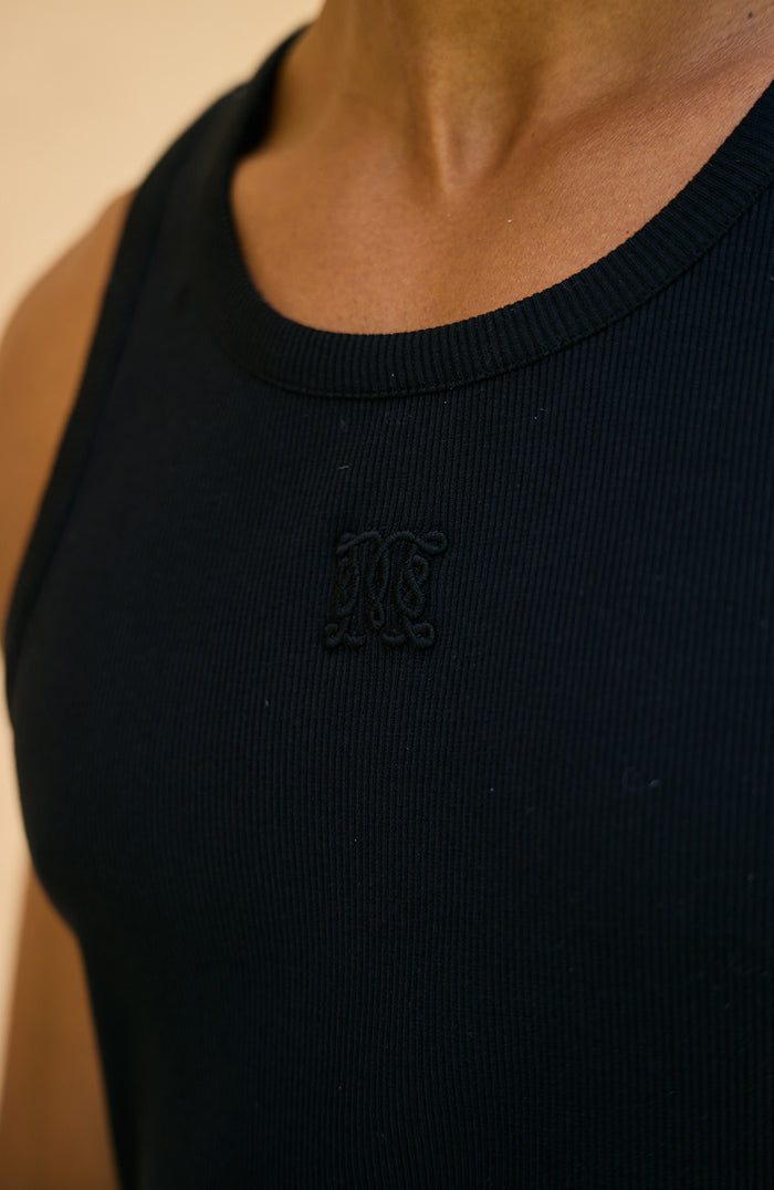 Monogram Embroidered Vest in Black