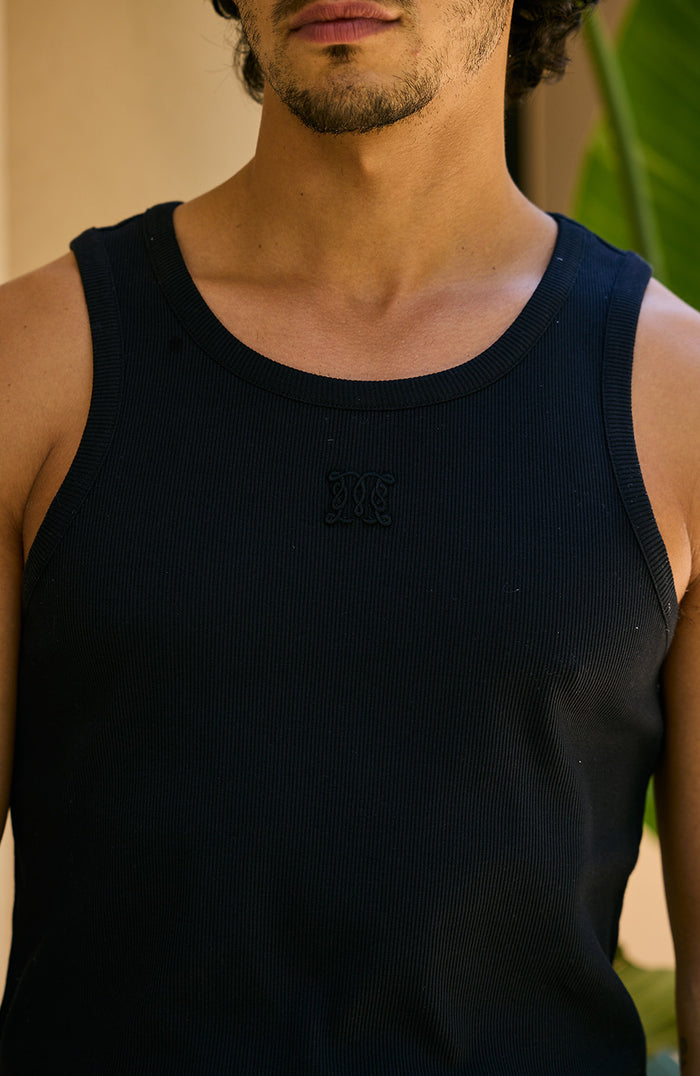 Monogram Embroidered Vest in Black