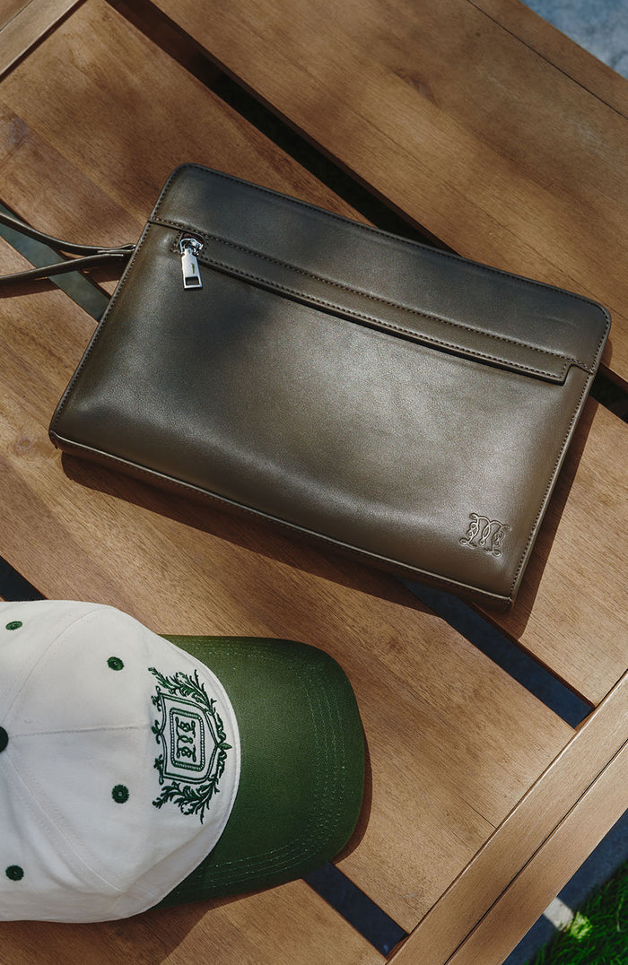 Monogram Zipped Pouch in Brown