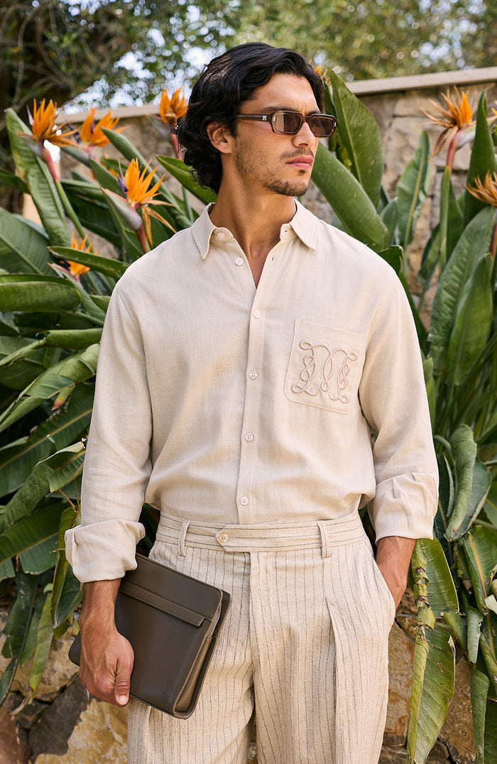 Monogram Zipped Pouch in Brown