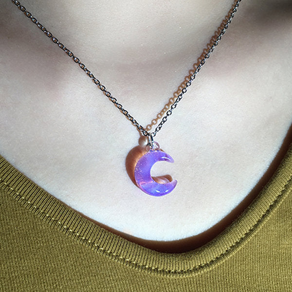 Moon Glass Necklace - Purple - Blue