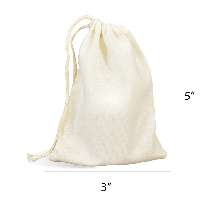 Muslin Drawstring Bags 3 x 5