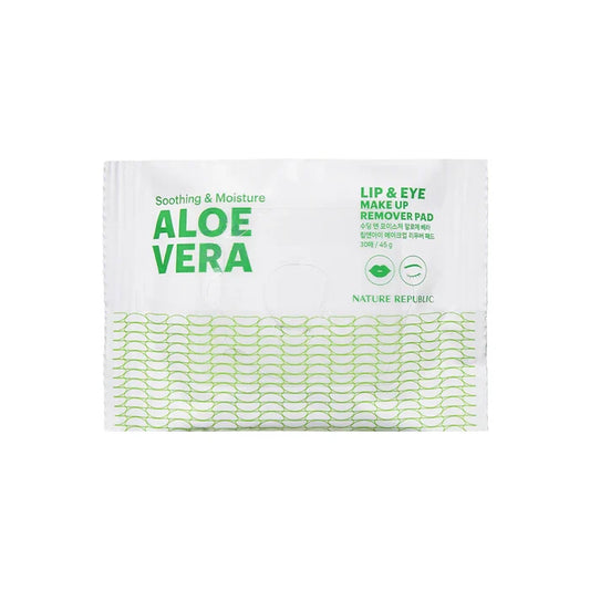 NATURE REPUBLIC soothing & moisture aloe vera lip & eye makeup remover pad مناديل ازالة مكياج العين و الشفاه من نيجر ريببلك