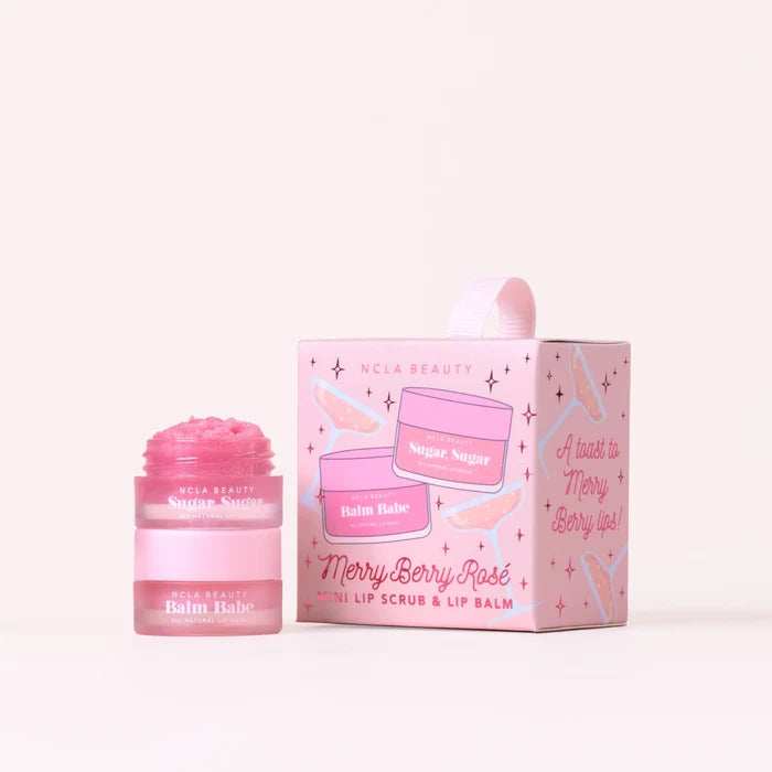 NCLA BEAUTY merry berry rose mini Lip Scrub & Lip Balm