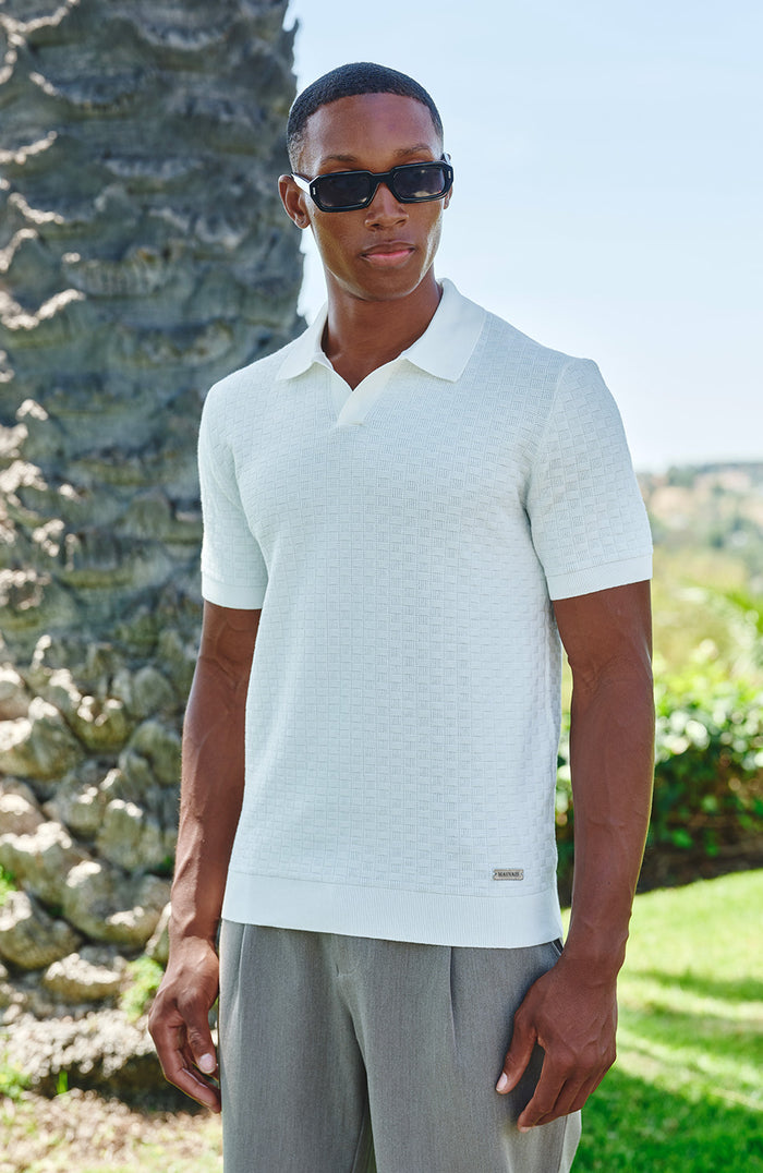 Nerano Slim Knit Polo in Cream