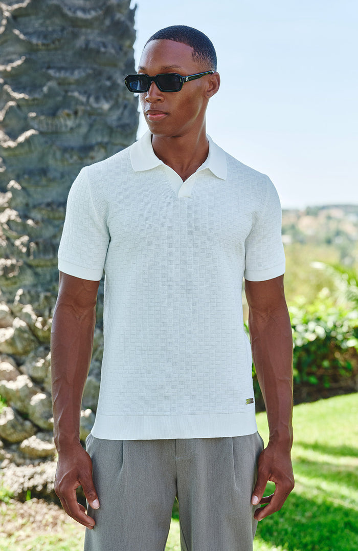 Nerano Slim Knit Polo in Cream