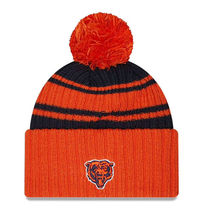 New Era Navy Chicago Bears 2022 Sideline Cuffed Pom Knit Hat