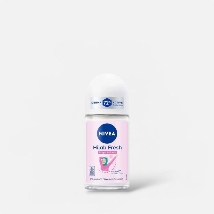 Nivea Hijab Fresh Bright & Fresh Vitamin C & Sakura Extract Deodorant Roll On 50ml مزيل عرق نيفيا حجاب فريش برايت آند فريش بفيتامين سي ومستخلص زهر الكرز، رول أون - Princess Cosmetics Qatar