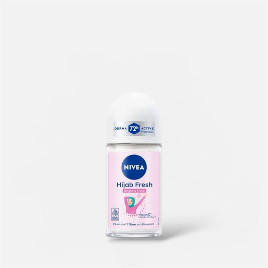 Nivea Hijab Fresh Bright & Fresh Vitamin C & Sakura Extract Deodorant Roll On 50ml مزيل عرق نيفيا حجاب فريش برايت آند فريش بفيتامين سي ومستخلص زهر الكرز، رول أون - Princess Cosmetics Qatar