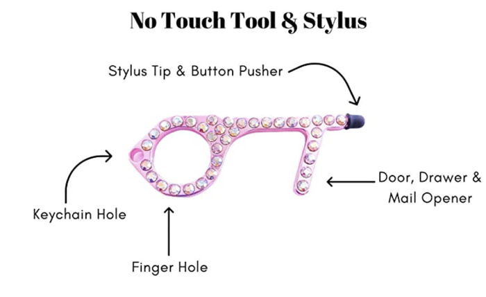 No Touch Germ Free Keychain with Gems ***Multiple Colors *Final Sale*