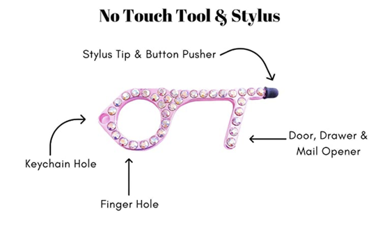 No Touch Germ Free Keychain with Gems ***Multiple Colors *Final Sale*