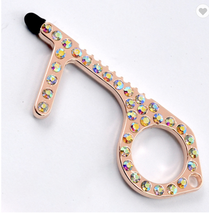 No Touch Germ Free Keychain with Gems ***Multiple Colors *Final Sale*