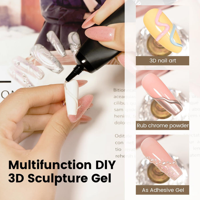 No Wipe 3D Sculpting Gel for Nail Art Designs