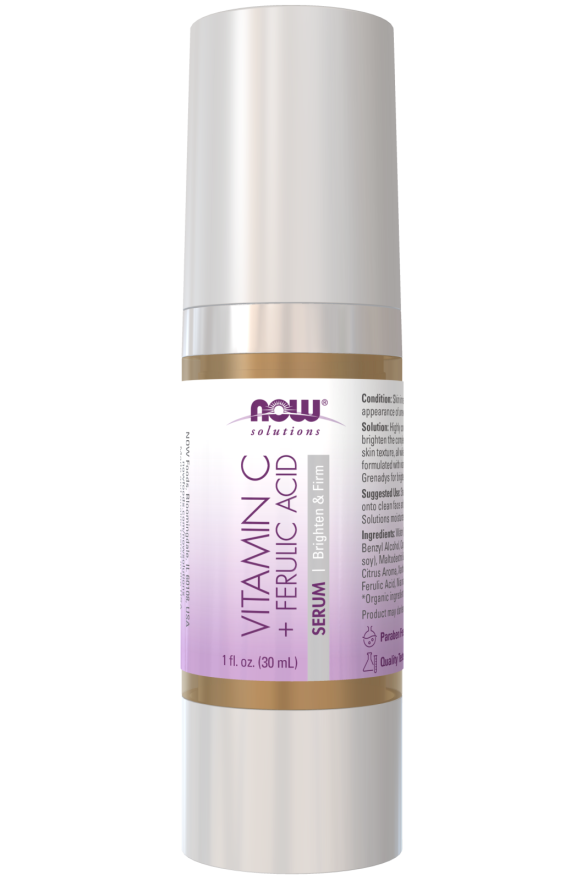 NOW FOODS SOLUTIONS Vitamin C + Ferulic Acid Serum Brighting & Firm سيروم الفيتامين سي و الفيروليك اسد من ناو