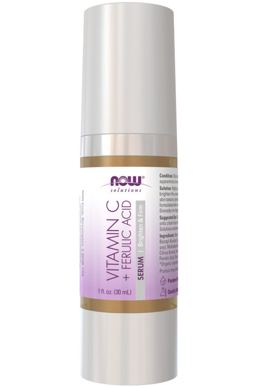 NOW FOODS SOLUTIONS Vitamin C + Ferulic Acid Serum Brighting & Firm سيروم الفيتامين سي و الفيروليك اسد من ناو