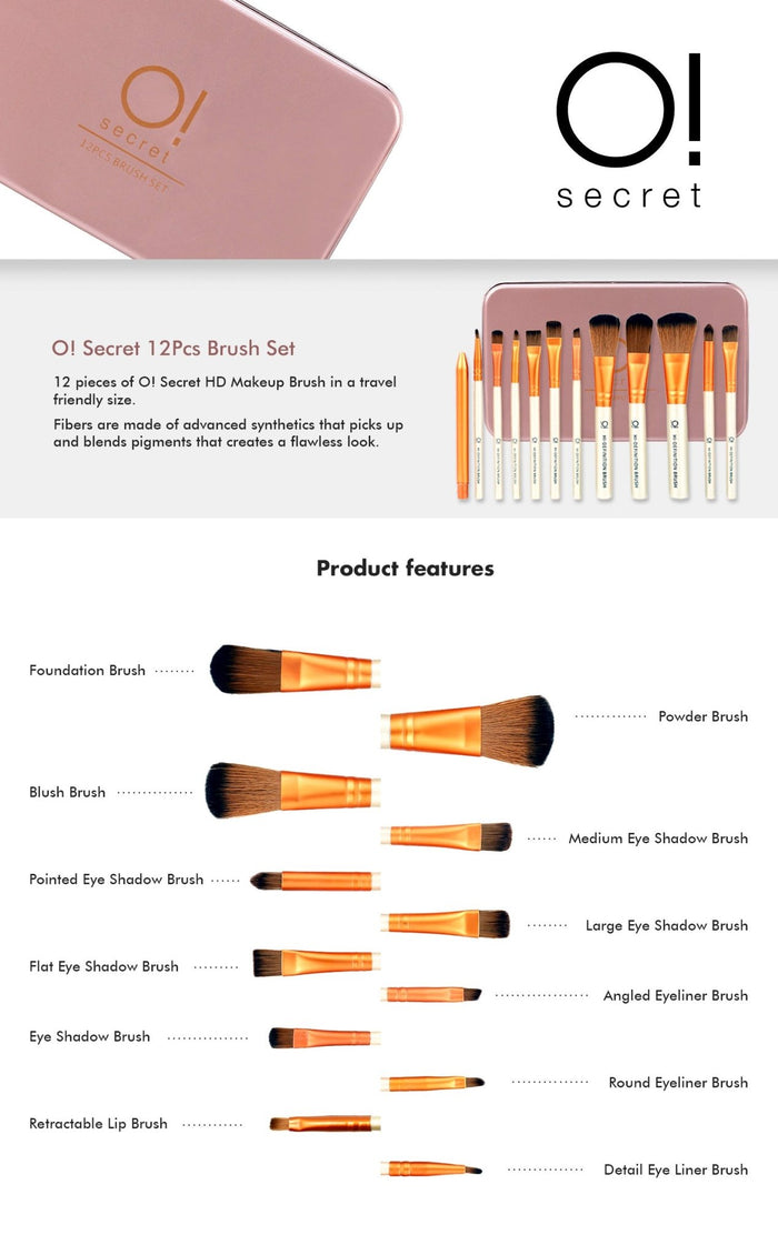 O! Secret 12Pcs Brush Set - ikatehouse