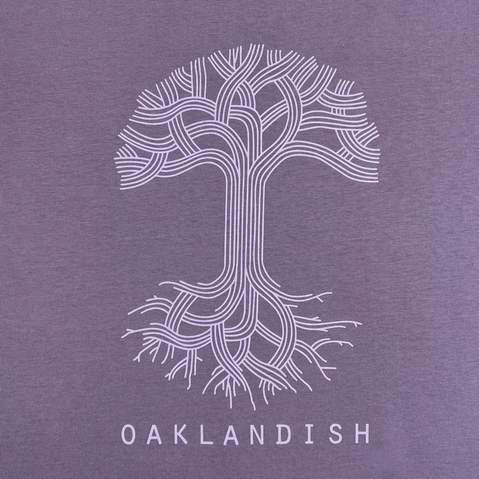 Detailed front view Oaklandish classic logo tee mauve.