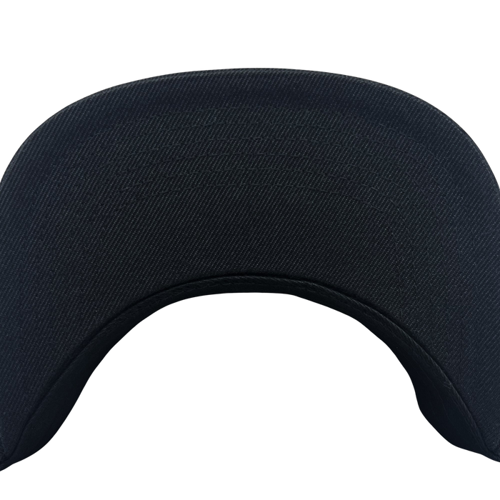 Close-up view of the underside of the Oaklandish Classic Snapback. The image showcases the brim and interior lining, which is gray with black text repeatedly reading "OAKLANDISH." The seams and rivets are also visible, highlighting the quality craftsmanship of this distinctive headwear by Oaklandish.