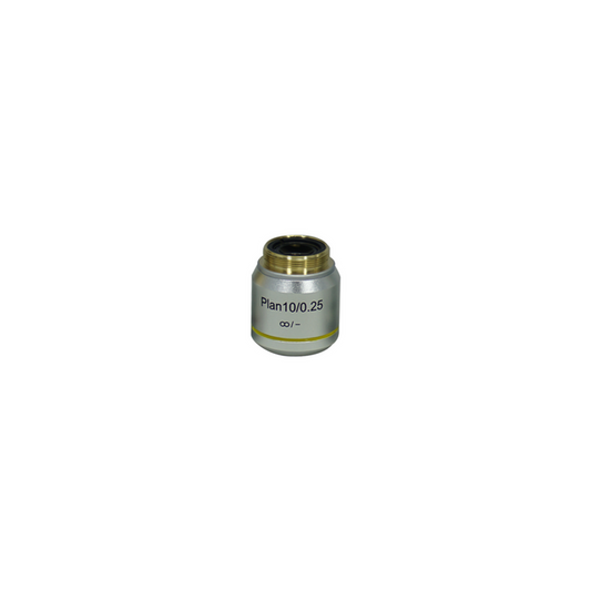 Objective Working Distance 17.9mm 10X Infinity Plan Achromatic Objective, SKU Nexcope-NE610-Objective-10-A, three quarter front view