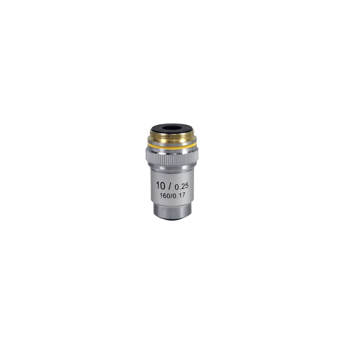 Objective Working Distance 6.55mm 10X Achromatic Objective, SKU BM02503311, three quarter front view