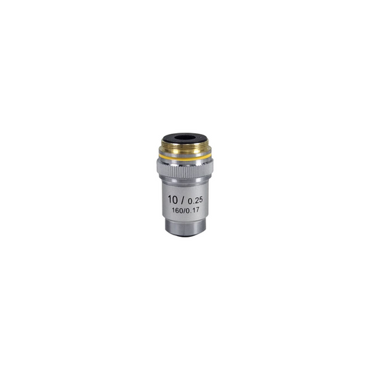 Objective Working Distance 6.55mm 10X Achromatic Objective, SKU BM02503311, three quarter front view