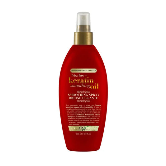 OGX keratin beoothing oil miracle gloss smoothing spray سبريه المعجزه بالكيراتين للعناية بالشعر من او جي اكس