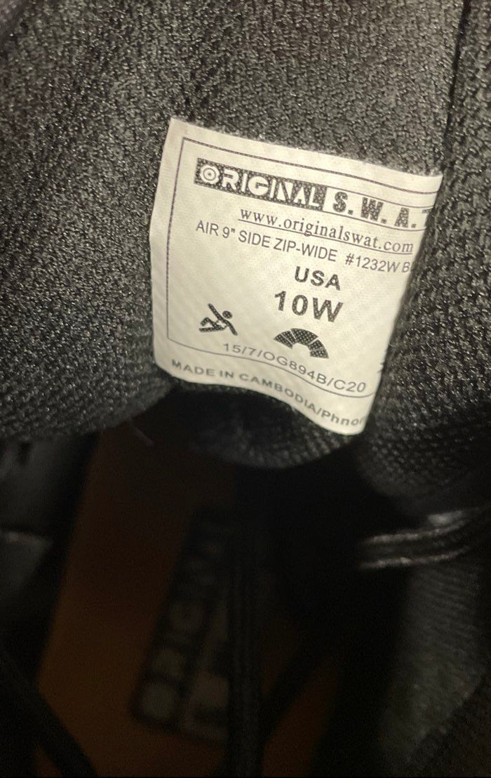 Original S.W.A.T. Air 9 Side Zip Black Tactical Duty Boots Men's Size 10W