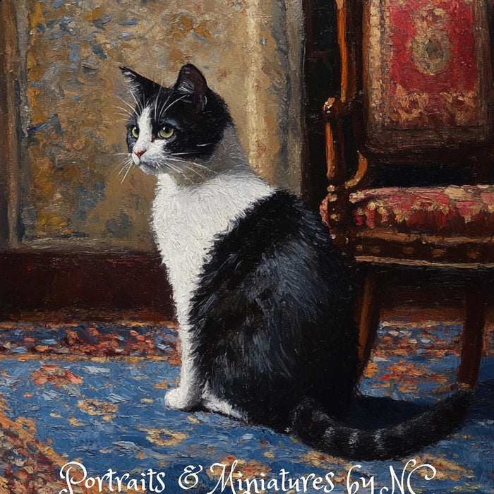 Painted Whispers - Custom Painted Black and White Cat