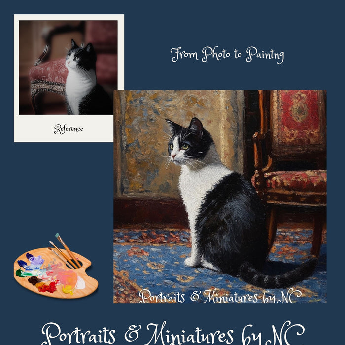 Domestic cat painting from photo to painting