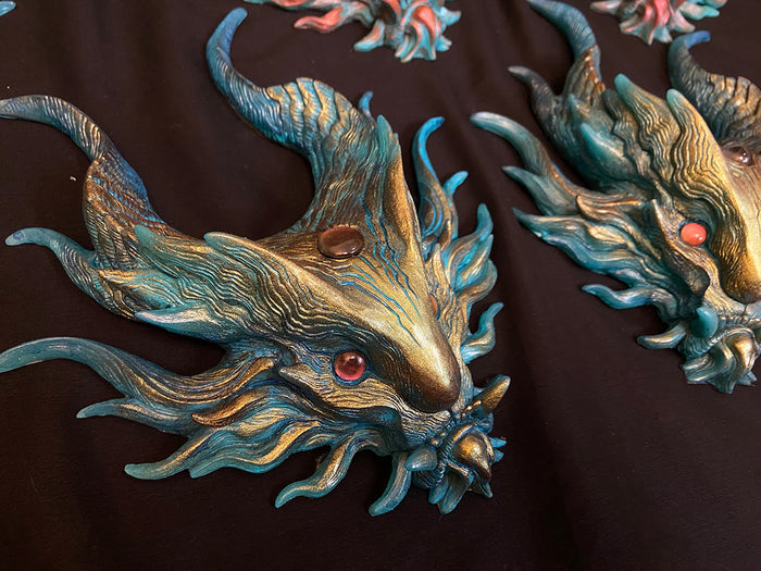 PANOPTES BEAST WALL SCULPTURE- COPPER AND TEAL