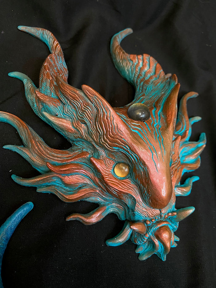 PANOPTES BEAST WALL SCULPTURE- COPPER AND TEAL
